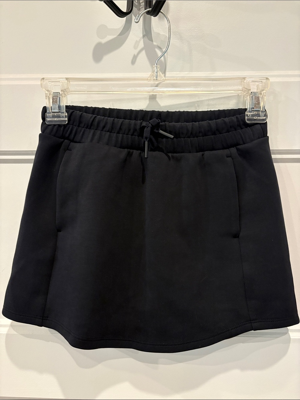 Black Athletic Drawstring Skirt with pockets and shorts soft style fabric